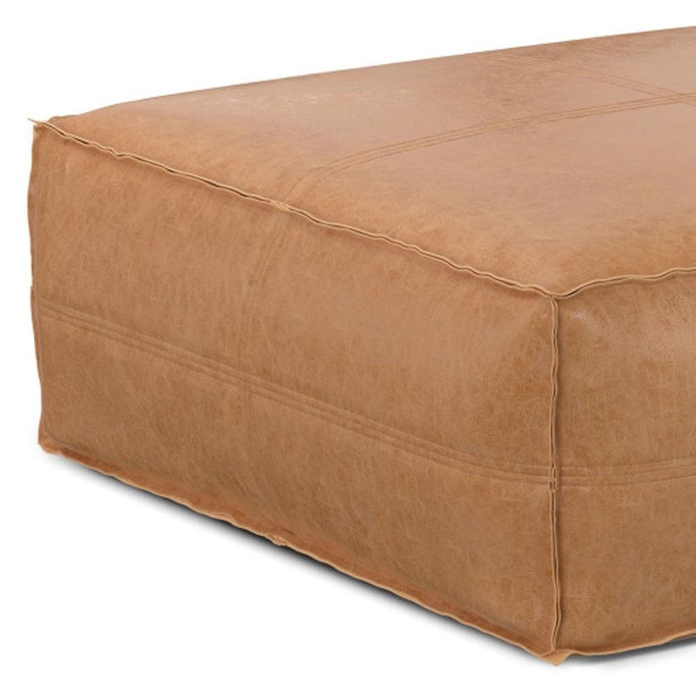 36" Brown Faux Leather Pouf Ottoman — view 12