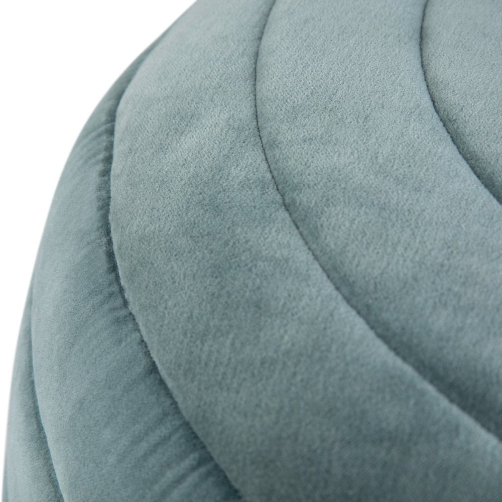20" Turquoise Velvet Ribbed Round Pouf Ottoman HomeRoots