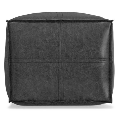 18" Brown Faux Leather Pouf Ottoman HomeRoots