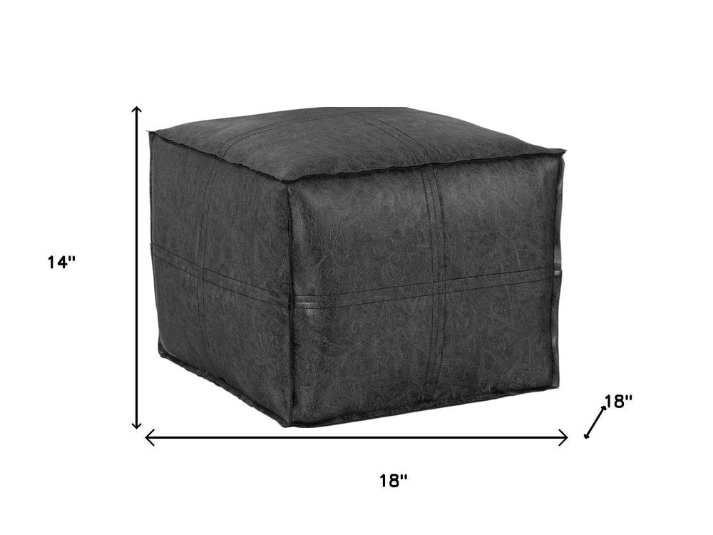 18" Brown Faux Leather Pouf Ottoman HomeRoots