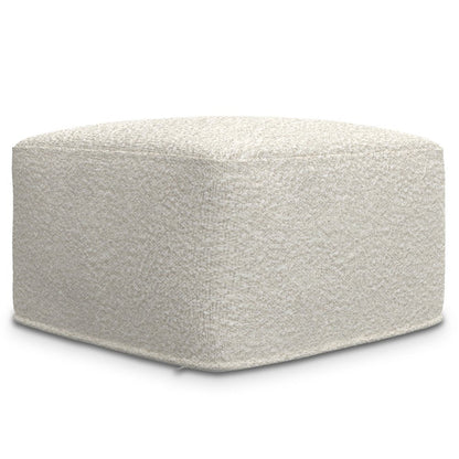 24" Ivory Boucle Pouf Ottoman HomeRoots