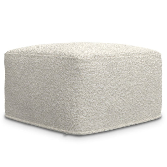 24" Ivory Boucle Pouf Ottoman