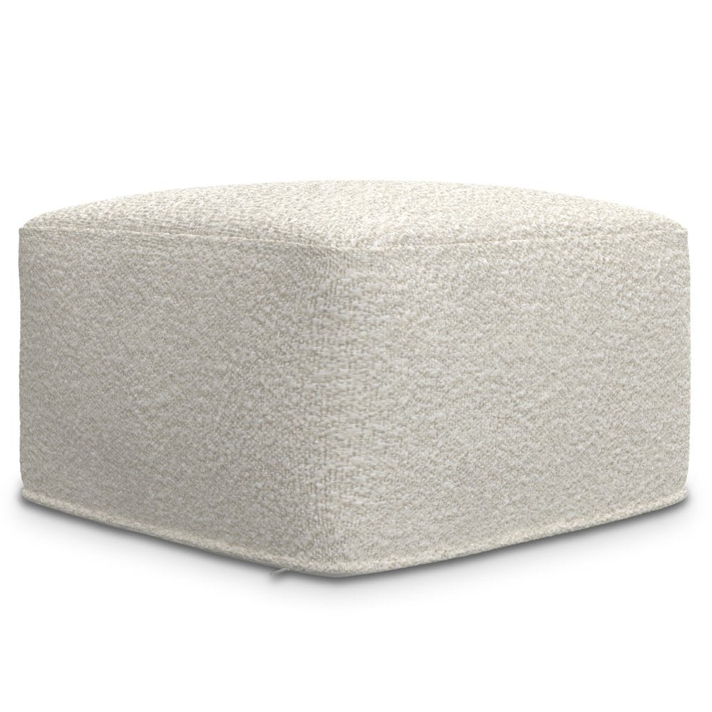 24" Ivory Boucle Pouf Ottoman — view 1