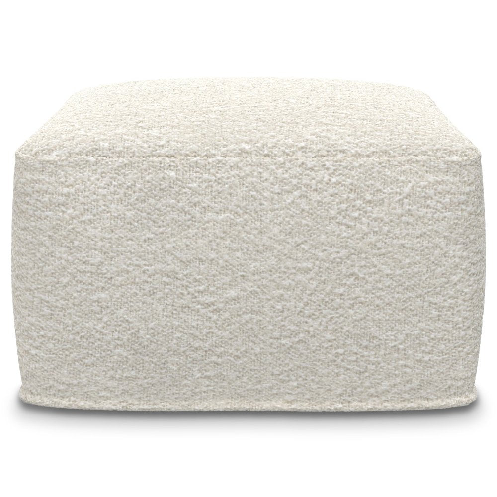 24" Ivory Boucle Pouf Ottoman — view 3