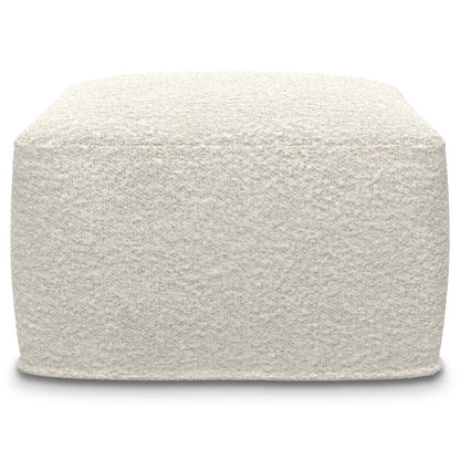 24" Ivory Boucle Pouf Ottoman HomeRoots