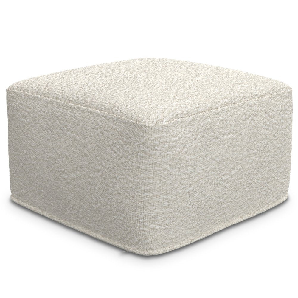 24" Ivory Boucle Pouf Ottoman — view 12