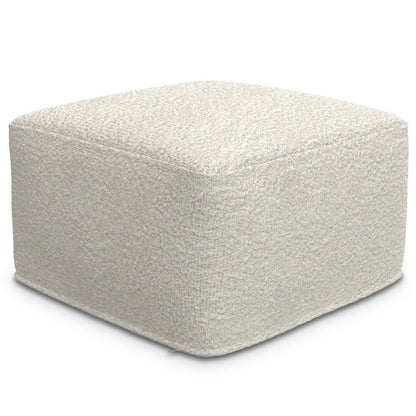 24" Ivory Boucle Pouf Ottoman HomeRoots