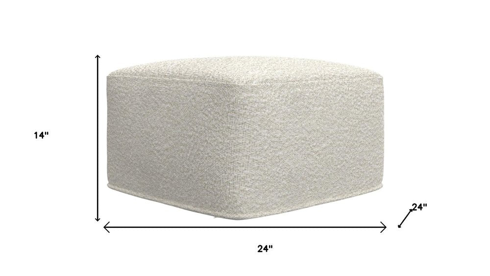 24" Ivory Boucle Pouf Ottoman — view 18