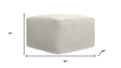 24" Ivory Boucle Pouf Ottoman HomeRoots