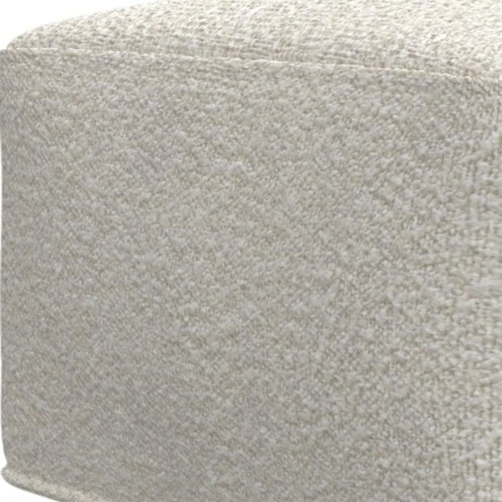 24" Ivory Boucle Pouf Ottoman HomeRoots