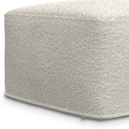24" Ivory Boucle Pouf Ottoman HomeRoots