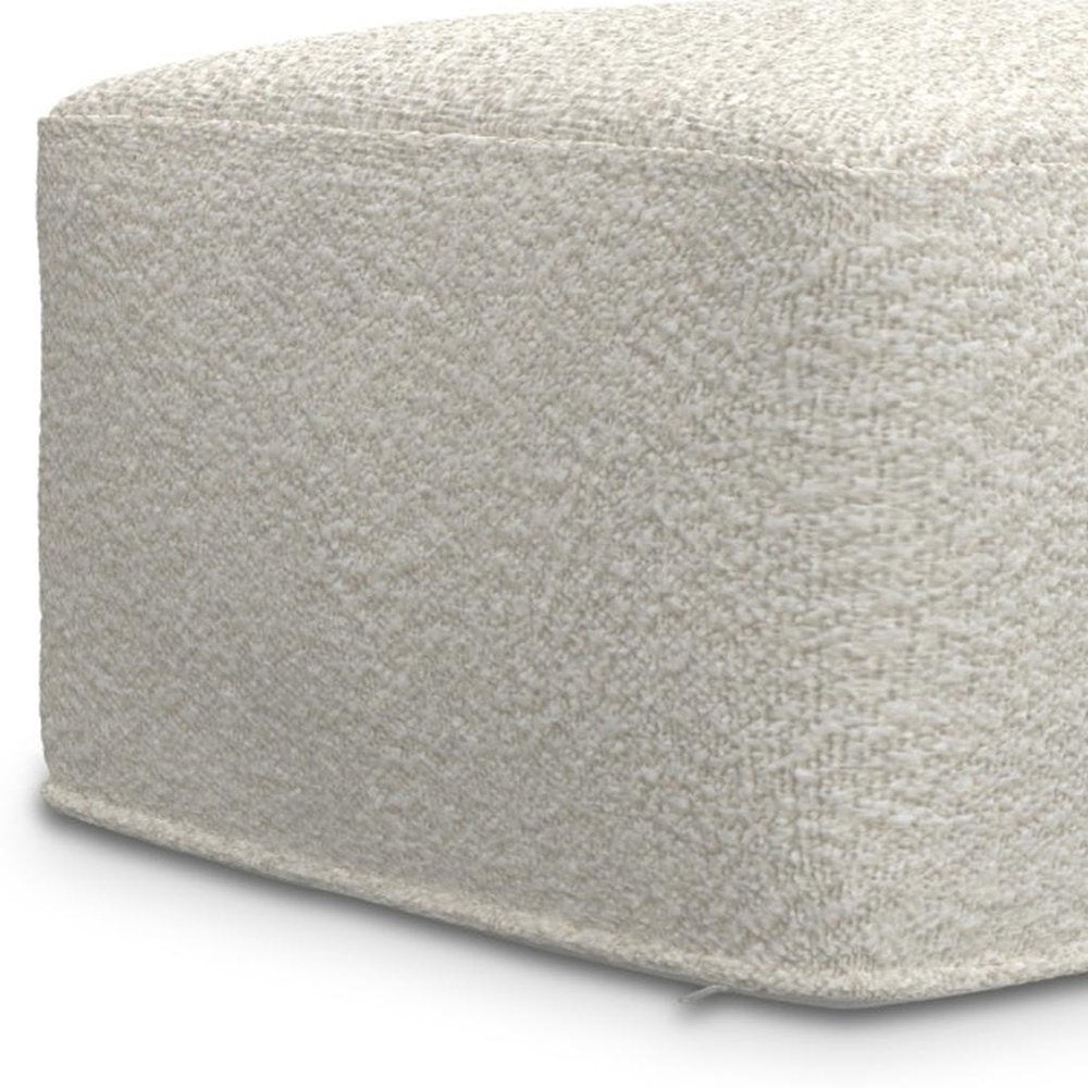 24" Ivory Boucle Pouf Ottoman — view 6
