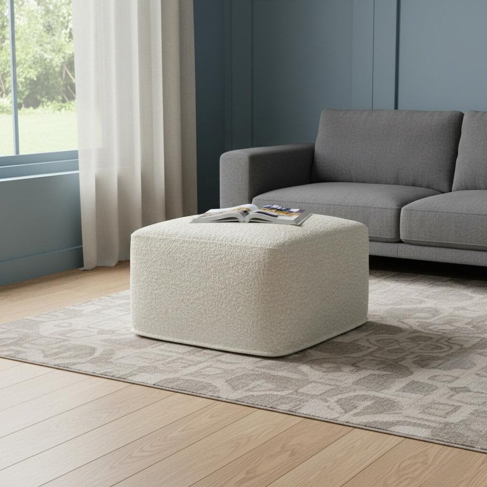 24" Ivory Boucle Pouf Ottoman — view 7
