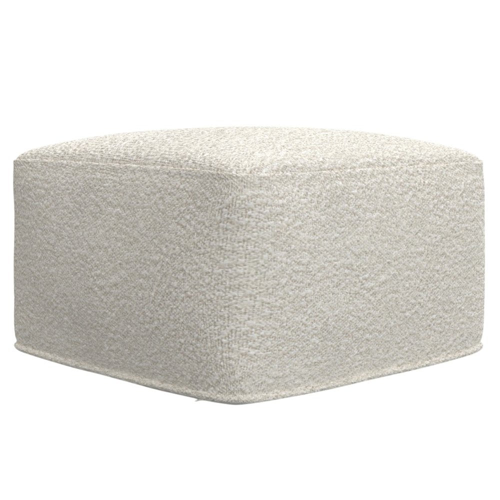 24" Ivory Boucle Pouf Ottoman HomeRoots