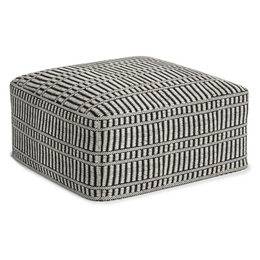 20" Black And White Polyester Geometric Outdoor Pouf Ottoman HomeRoots