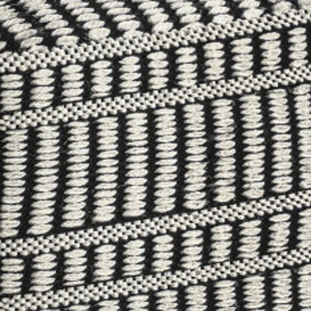 20" Black And White Polyester Geometric Outdoor Pouf Ottoman HomeRoots