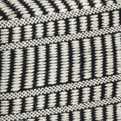 20" Black And White Polyester Geometric Outdoor Pouf Ottoman HomeRoots
