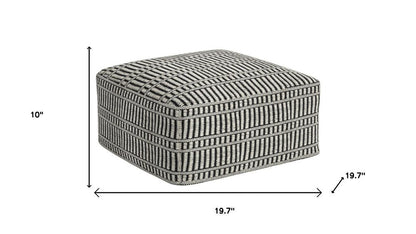 20" Black And White Polyester Geometric Outdoor Pouf Ottoman HomeRoots