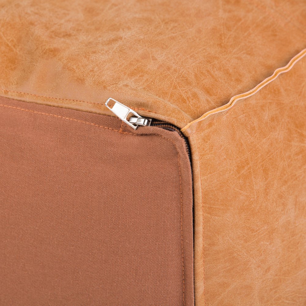 18" Brown Faux Leather Pouf Ottoman — view 12