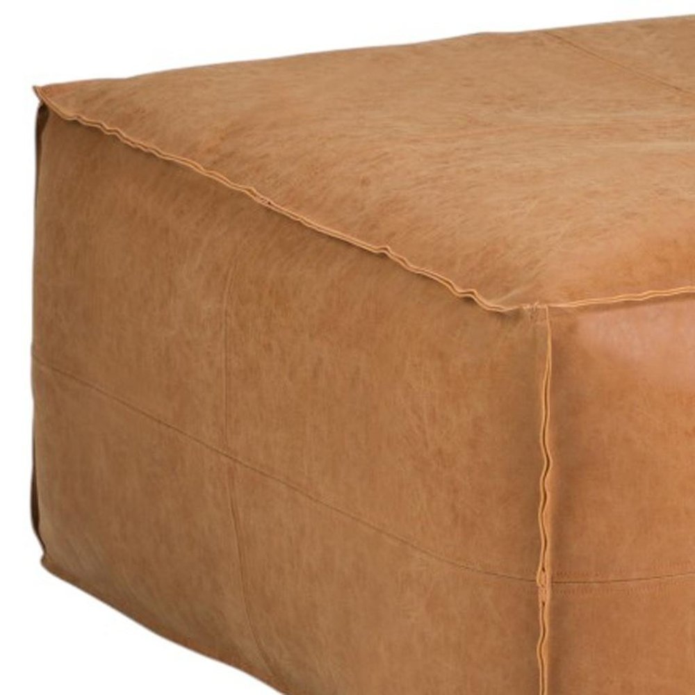 30" Brown Faux Leather Pouf Ottoman — view 14