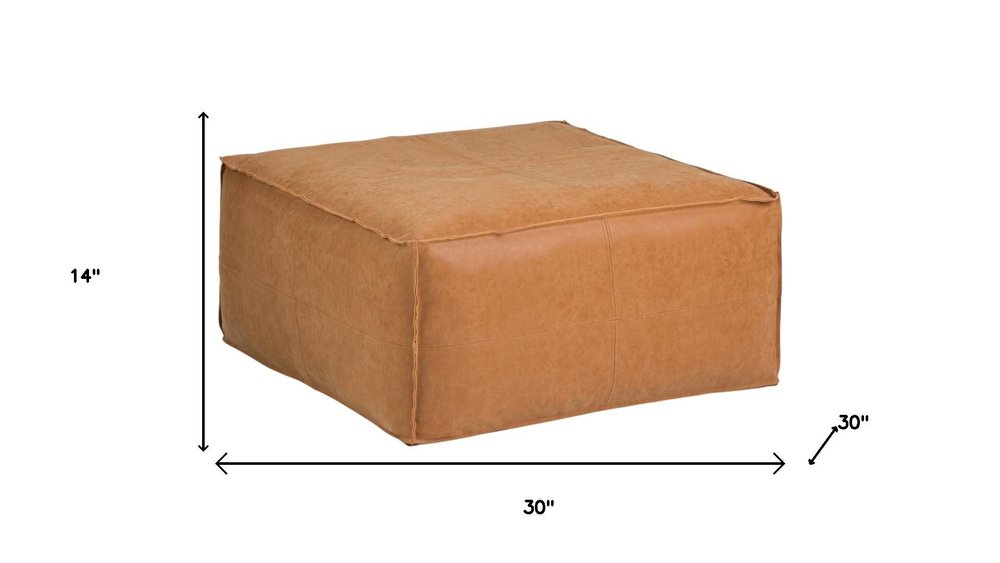 30" Dark Brown Faux Leather Pouf Ottoman — view 13