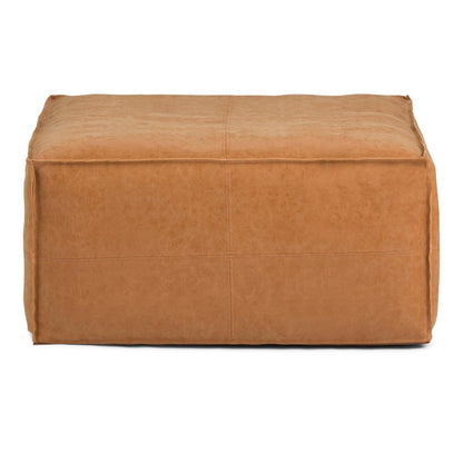 30" Dark Brown Faux Leather Pouf Ottoman HomeRoots