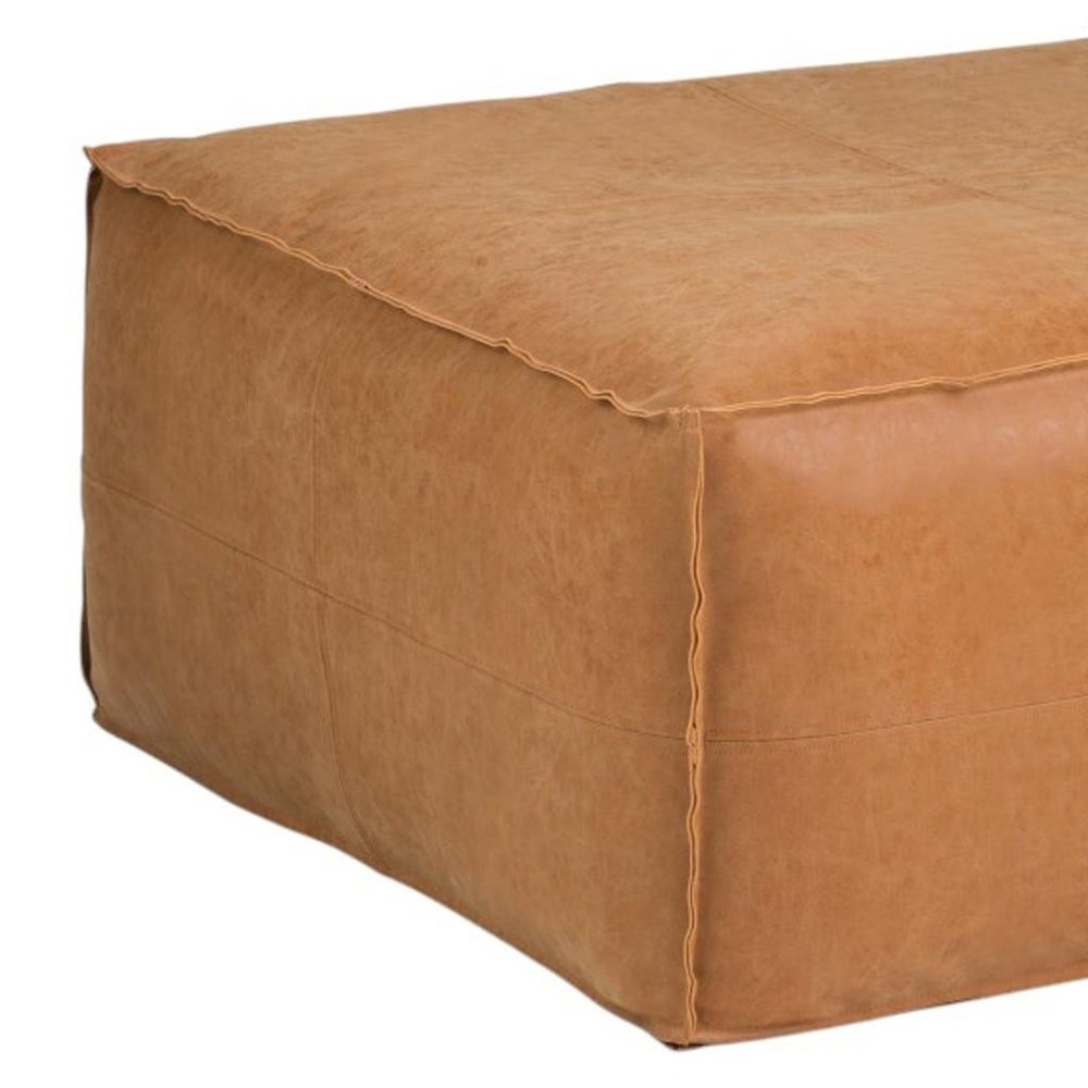 30" Dark Brown Faux Leather Pouf Ottoman HomeRoots