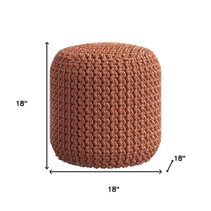 18" Orange Polyester Round Outdoor Pouf Ottoman HomeRoots