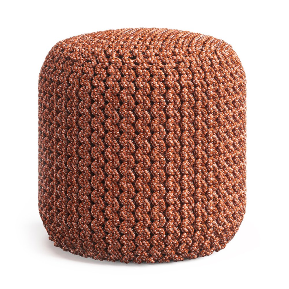 18" Orange Polyester Round Outdoor Pouf Ottoman HomeRoots