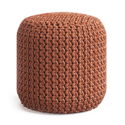 18" Orange Polyester Round Outdoor Pouf Ottoman HomeRoots