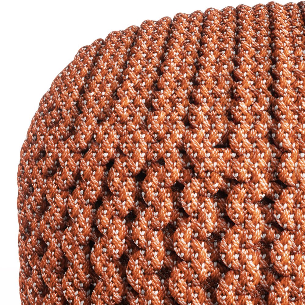 18" Orange Polyester Round Outdoor Pouf Ottoman HomeRoots