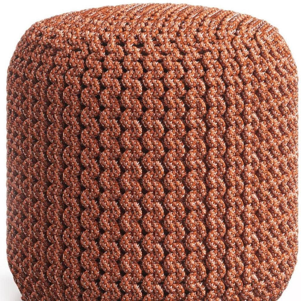 18" Orange Polyester Round Outdoor Pouf Ottoman HomeRoots