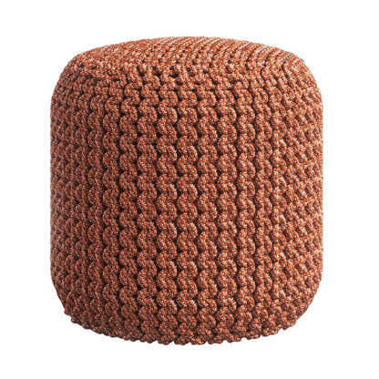18" Orange Polyester Round Outdoor Pouf Ottoman HomeRoots