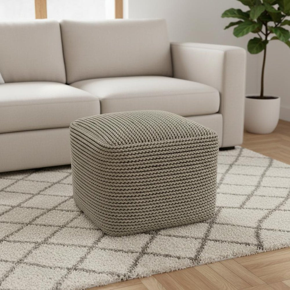 18" Brown Outdoor Pouf Ottoman HomeRoots