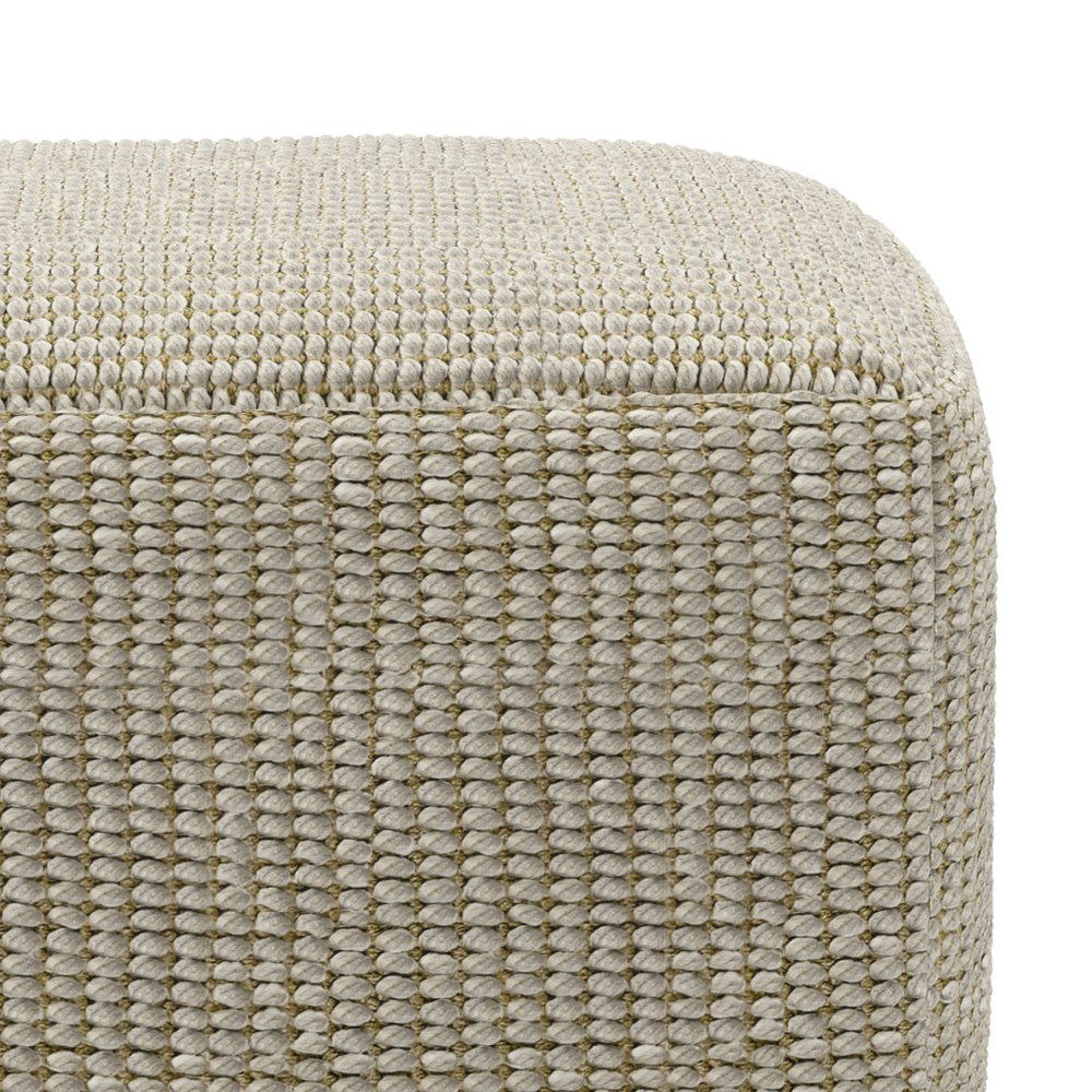 18" Cream Polyester Cube Outdoor Pouf Ottoman HomeRoots