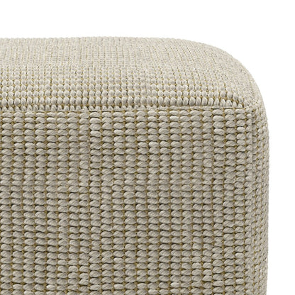 18" Cream Polyester Cube Outdoor Pouf Ottoman HomeRoots
