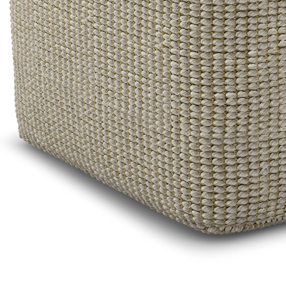 18" Cream Polyester Cube Outdoor Pouf Ottoman HomeRoots