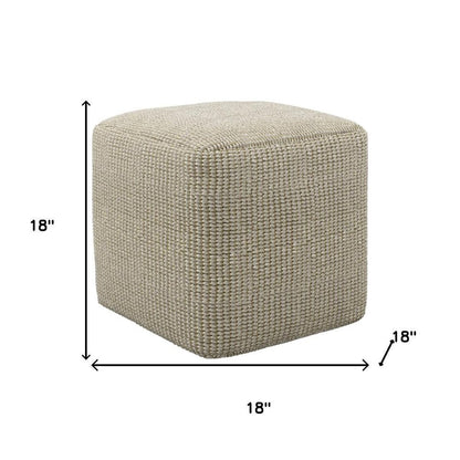 18" Cream Polyester Cube Outdoor Pouf Ottoman HomeRoots