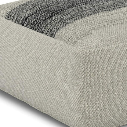 20" Gray And White Polyester Striped Outdoor Pouf Ottoman HomeRoots