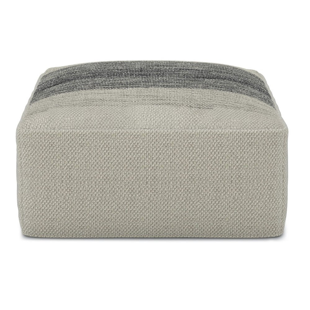 20" Gray And White Polyester Striped Outdoor Pouf Ottoman HomeRoots
