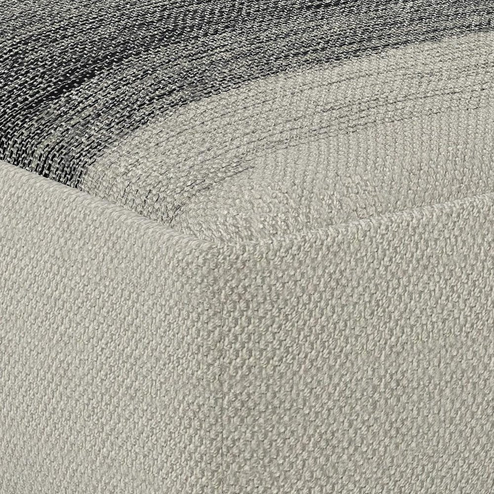 20" Gray And White Polyester Striped Outdoor Pouf Ottoman HomeRoots
