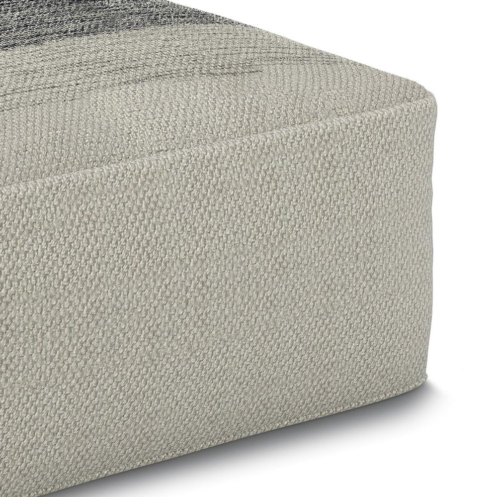 20" Gray And White Polyester Striped Outdoor Pouf Ottoman HomeRoots