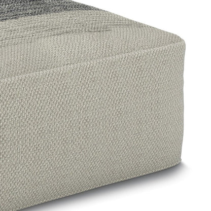 20" Gray And White Polyester Striped Outdoor Pouf Ottoman HomeRoots