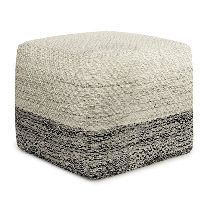 18" Gray And White Polyester Ombre Outdoor Pouf Ottoman HomeRoots
