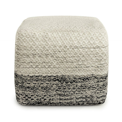 18" Gray And White Polyester Ombre Outdoor Pouf Ottoman HomeRoots