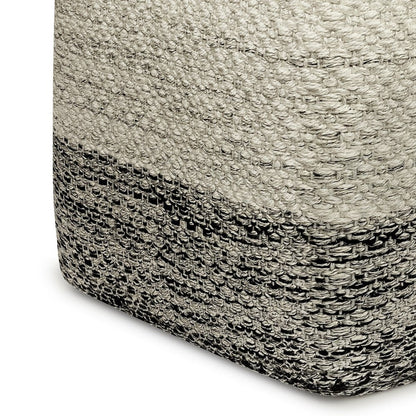 18" Gray And White Polyester Ombre Outdoor Pouf Ottoman HomeRoots