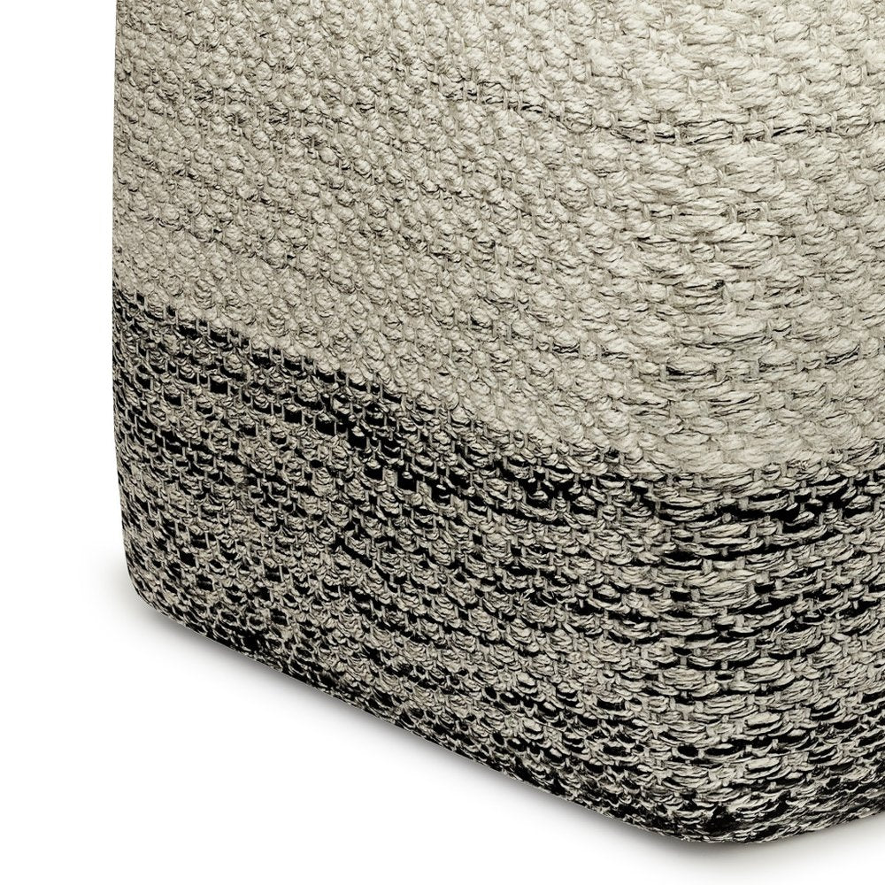 18" Gray And White Polyester Ombre Outdoor Pouf Ottoman HomeRoots