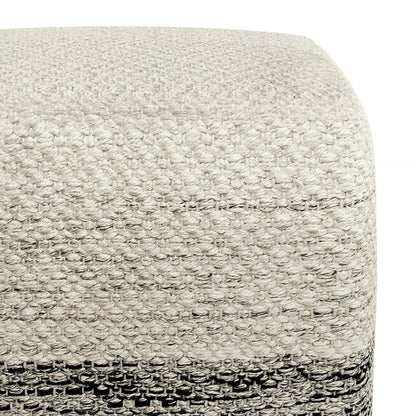 18" Gray And White Polyester Ombre Outdoor Pouf Ottoman HomeRoots