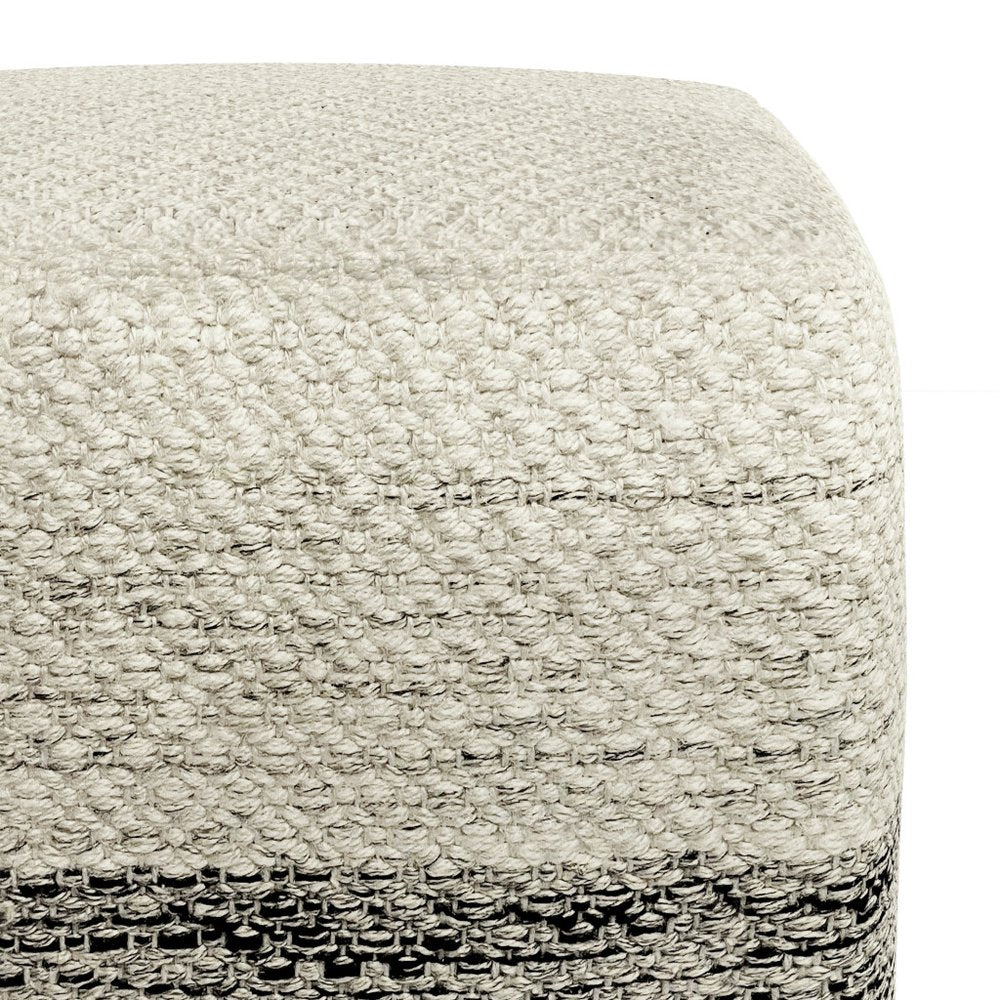 18" Gray And White Polyester Ombre Outdoor Pouf Ottoman HomeRoots
