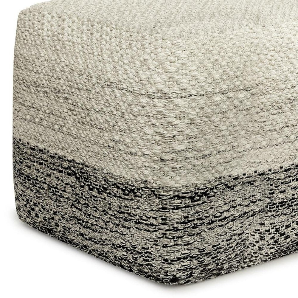 18" Gray And White Polyester Ombre Outdoor Pouf Ottoman HomeRoots